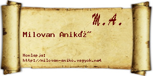 Milovan Anikó névjegykártya